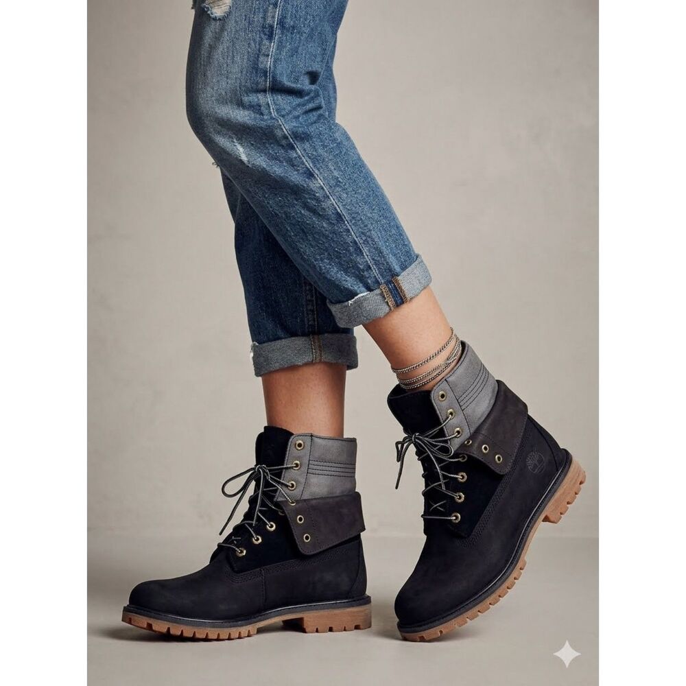Timberland Combat Boots 9.5 Lug Sole Chunky Gorpcore Grunge Biker Casual Black
